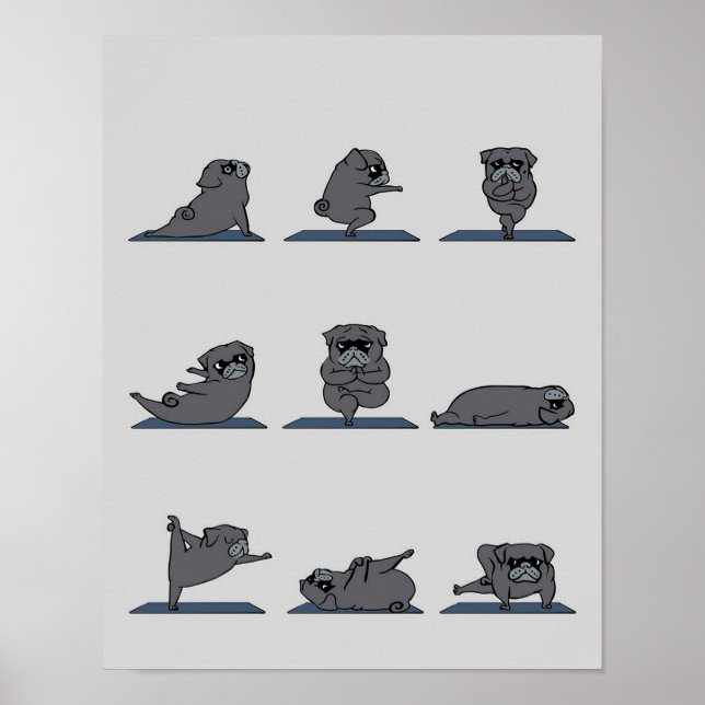 Poster Carlin noir Yoga | Amoureux du Carlin drôle (Devant)