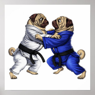 Poster Carlins lutteurs Jiu-Jitsu