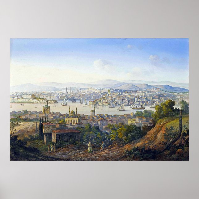 Poster Carlo Bossoli Turcs surplombant Istanbul (Devant)