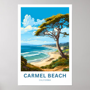 Poster Carmel Beach California Travel Print