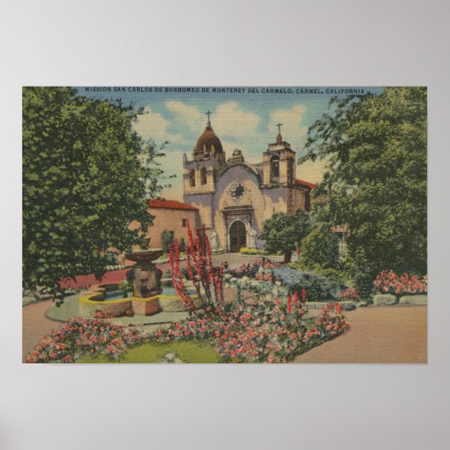 Poster Carmel, CA - Mission San Carlos De Borromeo (Devant)