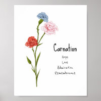 Carnation Janvier Fleur de naissance aquarelle Art