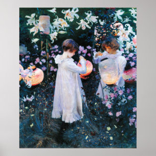 Poster Carnation, Lily, Lily, Rose, Sargent