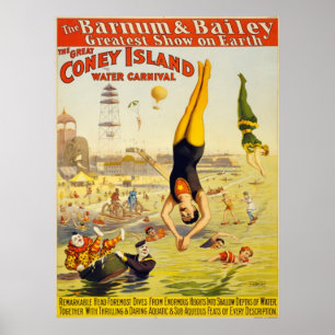Poster Carnaval Barnum & Bailey Coney Island Water Carniv