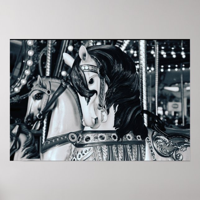 Poster Carnaval Carnaval Carrousel - Photo noir et blanc (Devant)