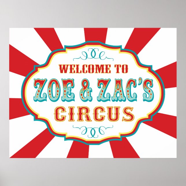 Poster Carnaval Circus Anniversaire Bannière Zoe et Zac P (Devant)