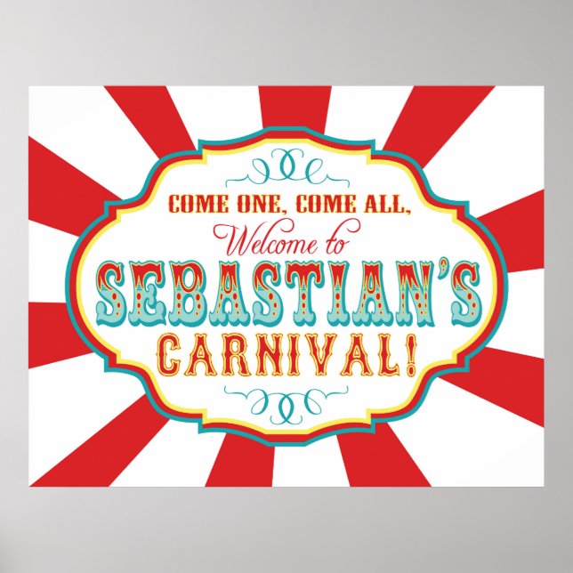 Poster Carnaval Cirque Anniversaire Bannière Sebastian CU (Devant)