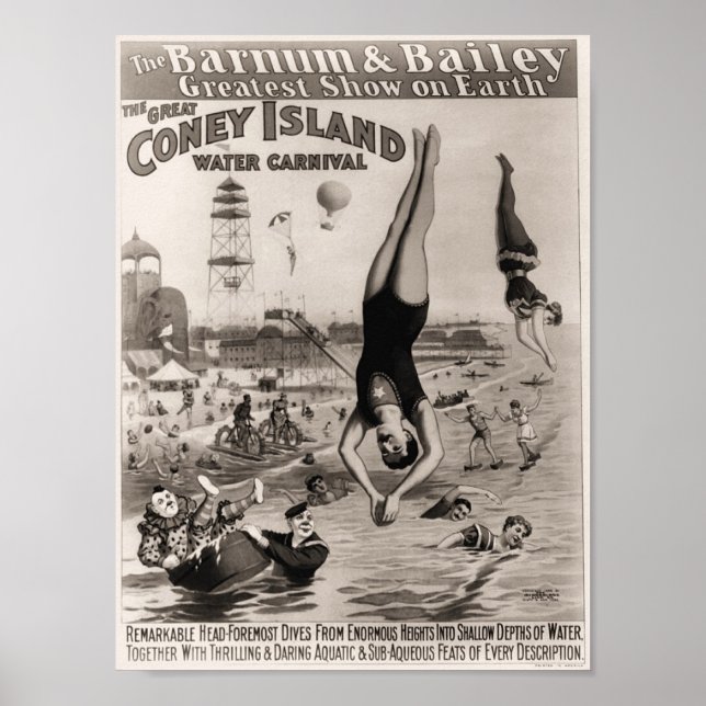 Poster Carnaval de Barnum et Bailey Coney Island Water Ca (Devant)