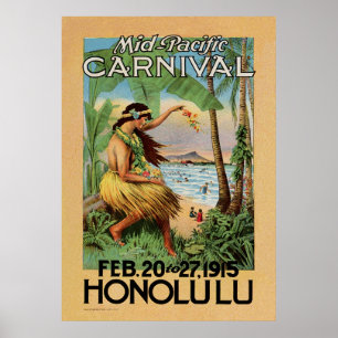 Poster Carnaval du Moyen-Pacifique - Honolulu - 1915
