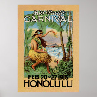 Poster Carnaval du Moyen-Pacifique - Honolulu - 1915