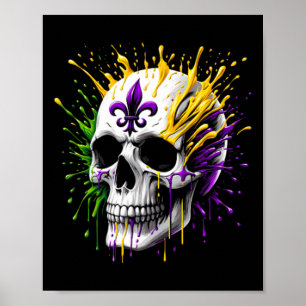 Poster Carnaval Mardi Gras Crâne Fête Gras Nouvelle-Orléa