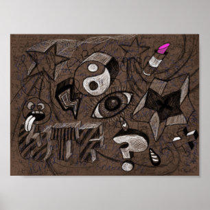 Poster Carnet Couverture Inspiré Doodle - Grunge