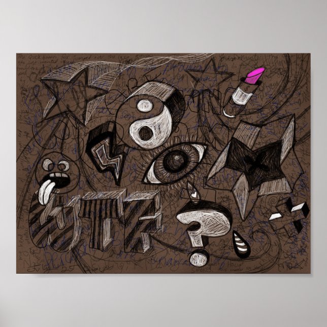 Poster Carnet Couverture Inspiré Doodle - Grunge (Devant)