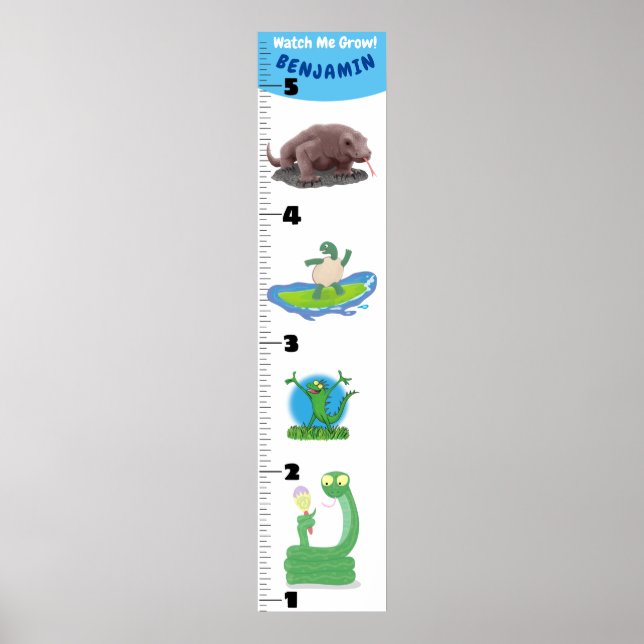 Poster Carnet de croissance des animaux de reptiles drôle (Devant)