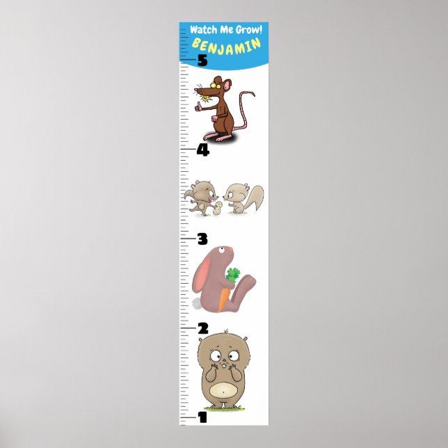 Poster Carnet de croissance des animaux de rongeurs amusa (Devant)