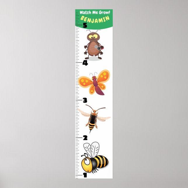 Poster Carnet de croissance des insectes amusants (Devant)