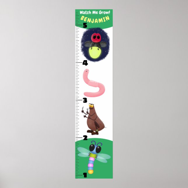 Poster Carnet de croissance des insectes amusants (Devant)