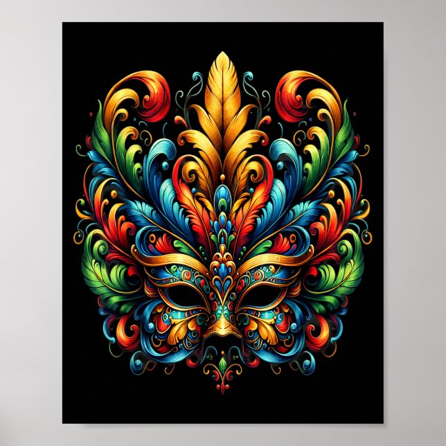 Poster Carnival Mask Brazil Rio  (Devant)