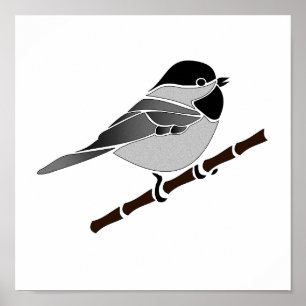 Poster Carolina Chickadee Songbird Illustré