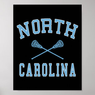 Poster Caroline du Nord Lacrosse Vintage Nc Lax Patiné 1