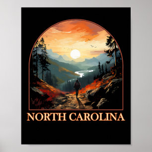 Poster Caroline du Nord Nc Randonnée Fierté de l'État Mon