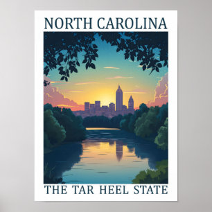Poster Caroline du Nord Tar Heel State USA Travel Place