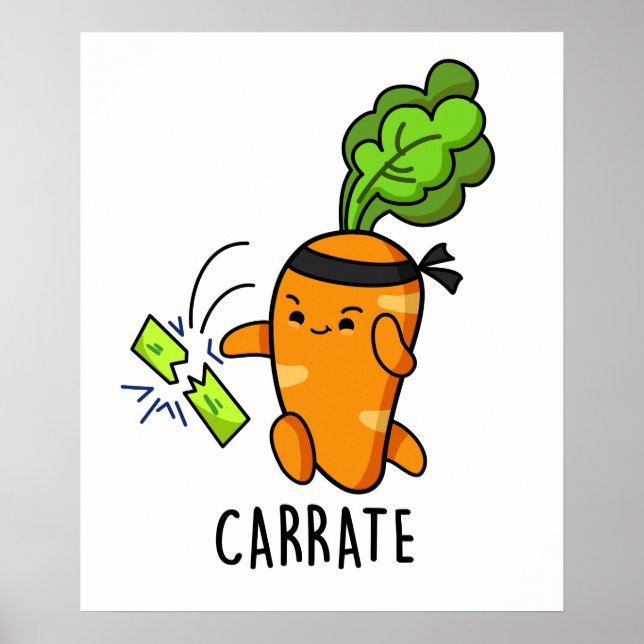 Poster Carotte drôle Carotte Karate Pun (Devant)