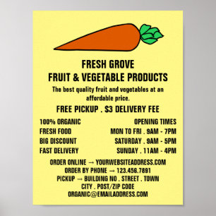 Poster Carotte orange colorée, Graveurs Publicité