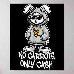 Poster Carottes seulement en espèces lapin de Pâques drôl