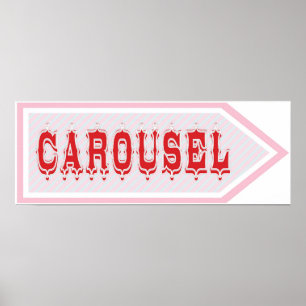 Poster Carousel Arrow Sign Carnival Circus Birthday RT