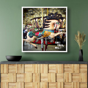 Poster Carousel Horse Éclairage Sparkly Trouvez Votre Sau