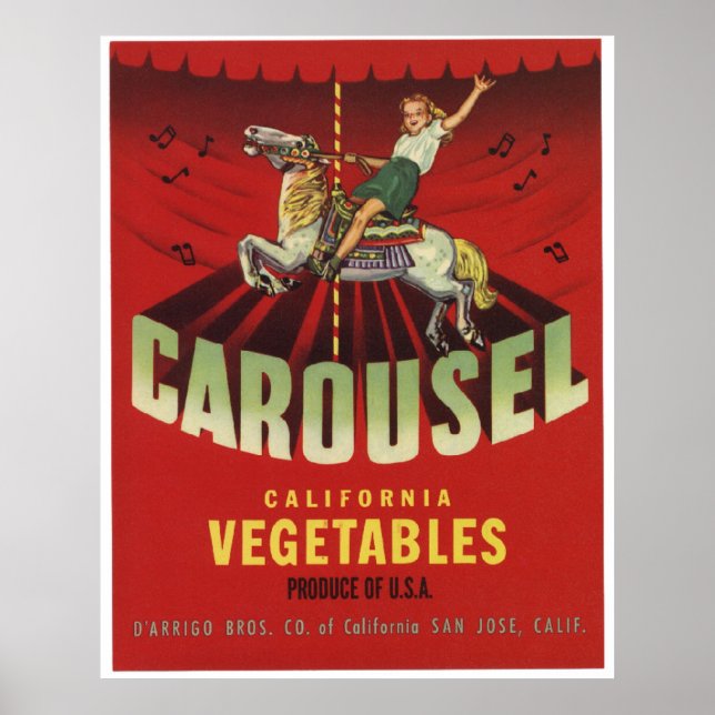 Poster Carousel Vintage Vieux Légumes Étiquettes (Devant)