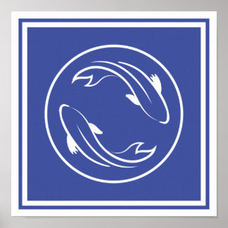 Poster Carp Koi Yin Yang Zen Spiritualité Poisson Chinois
