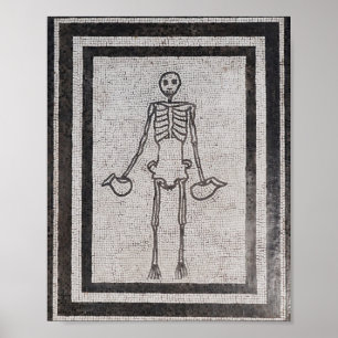 Poster Carpe Diem Mosaïque de squelette romain antique