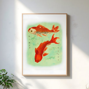 Poster Carpe Koï Art Japonais Vintage