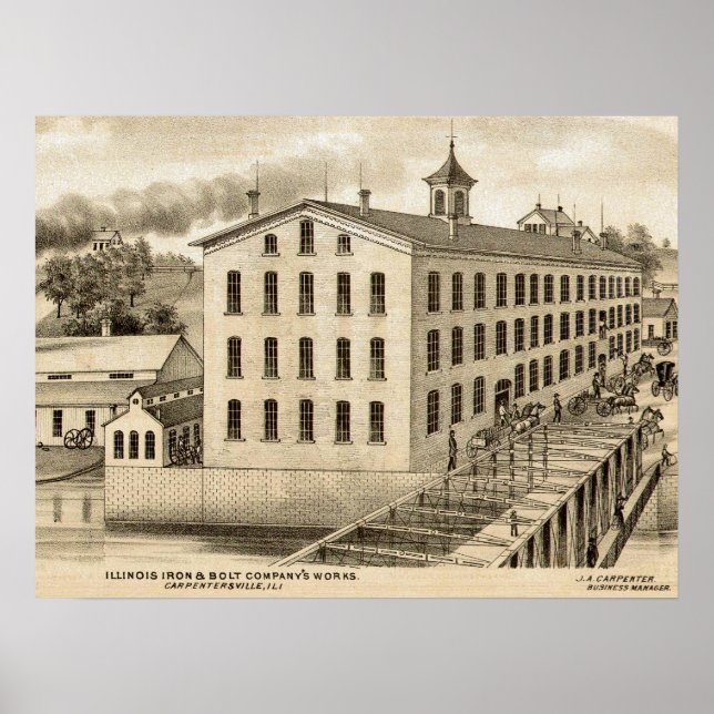 Poster Carpentersville Illinois Iron and Bolt Co. 1871 (Devant)