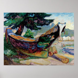 Poster Carr - Canot de guerre autochtone 1912