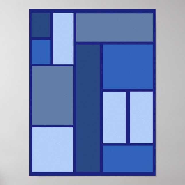 Poster Carré bleu géométrique - forme et couleur d'émotio (Devant)