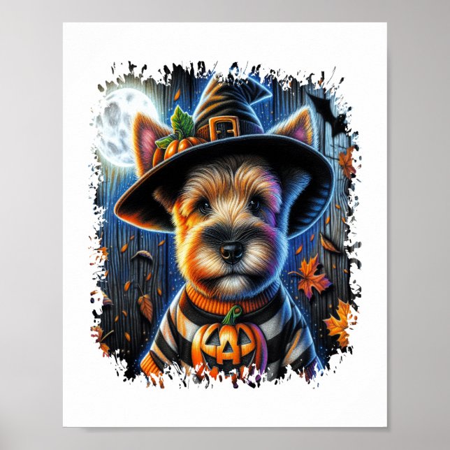 Poster Carré d'Halloween de Chien Terrier (Devant)