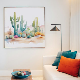 Poster Carré d'illustration du désert d'aquarelle
