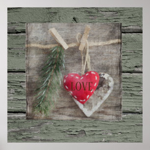 Poster Carré LOVE Style rustique