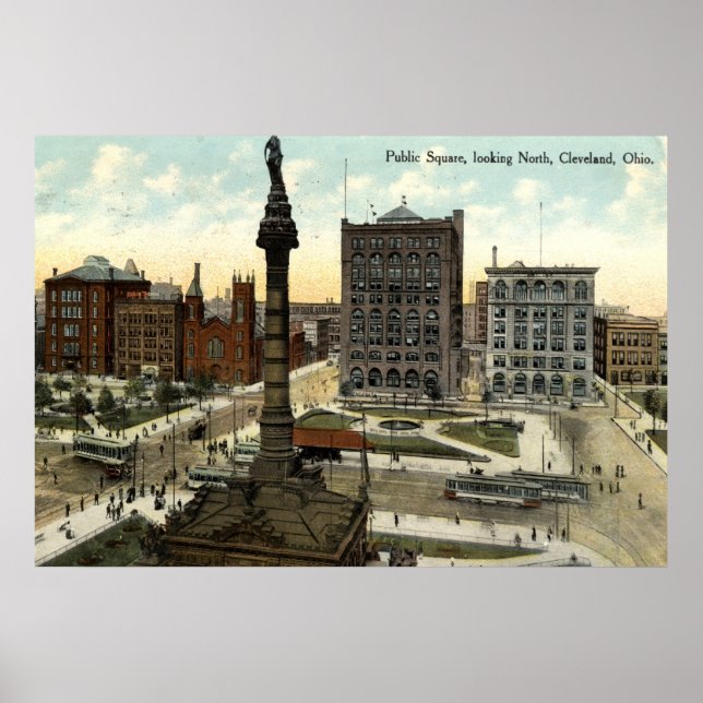 Poster Carré public Cleveland Ohio 1910 vintage (Devant)