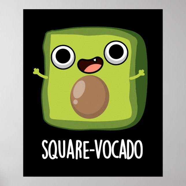 Poster Carré-vocado Drôle Avocado Puns Dark BG (Devant)
