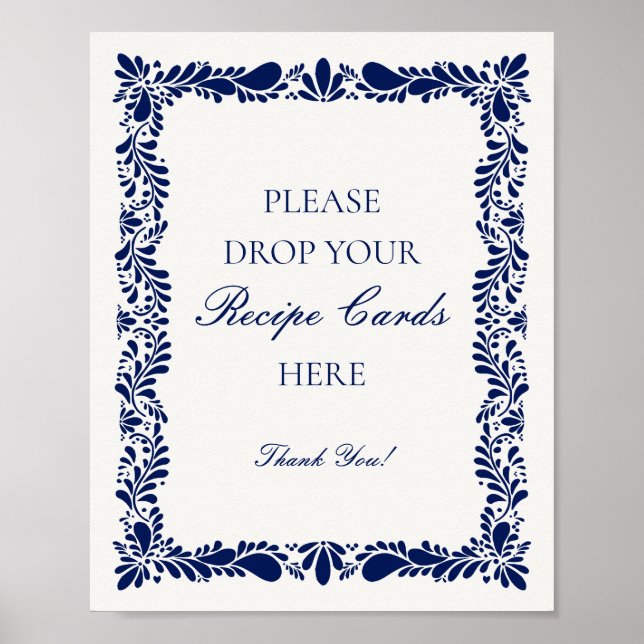 Poster Carreaux bleu Talavera Espagnol Partager une recet (Devant)