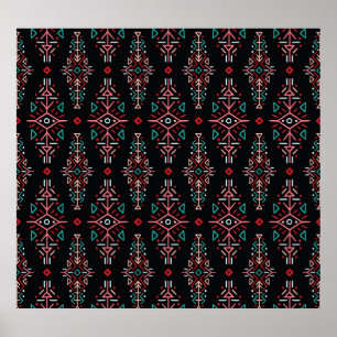 Poster Carreaux Boho ethniques : Motif Vintage sans coutu