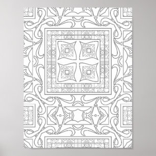 Poster Carreaux de Mandala d'Art à Motifs Géométriques Co