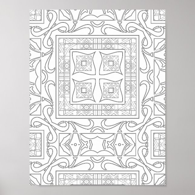 Poster Carreaux de Mandala d'Art à Motifs Géométriques Co (Devant)
