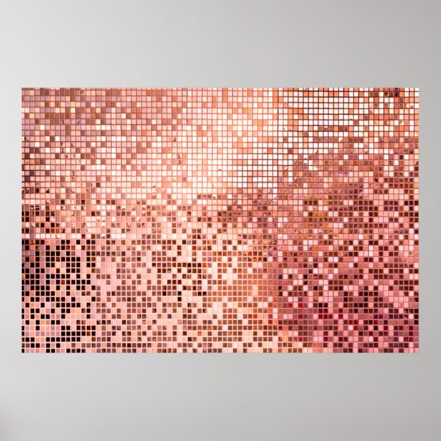 Poster Carreaux de mosaïque carré rose rosé (Devant)