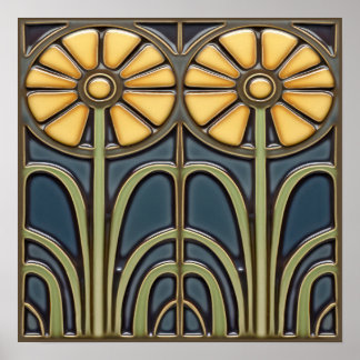 Poster Carreaux de tournesols