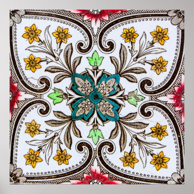 Poster Carreaux floraux de Peranakan (Devant)